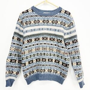 Casual Corner & Co Vintage 100% Shetland Wool Fair Isle  Crewneck Sweater